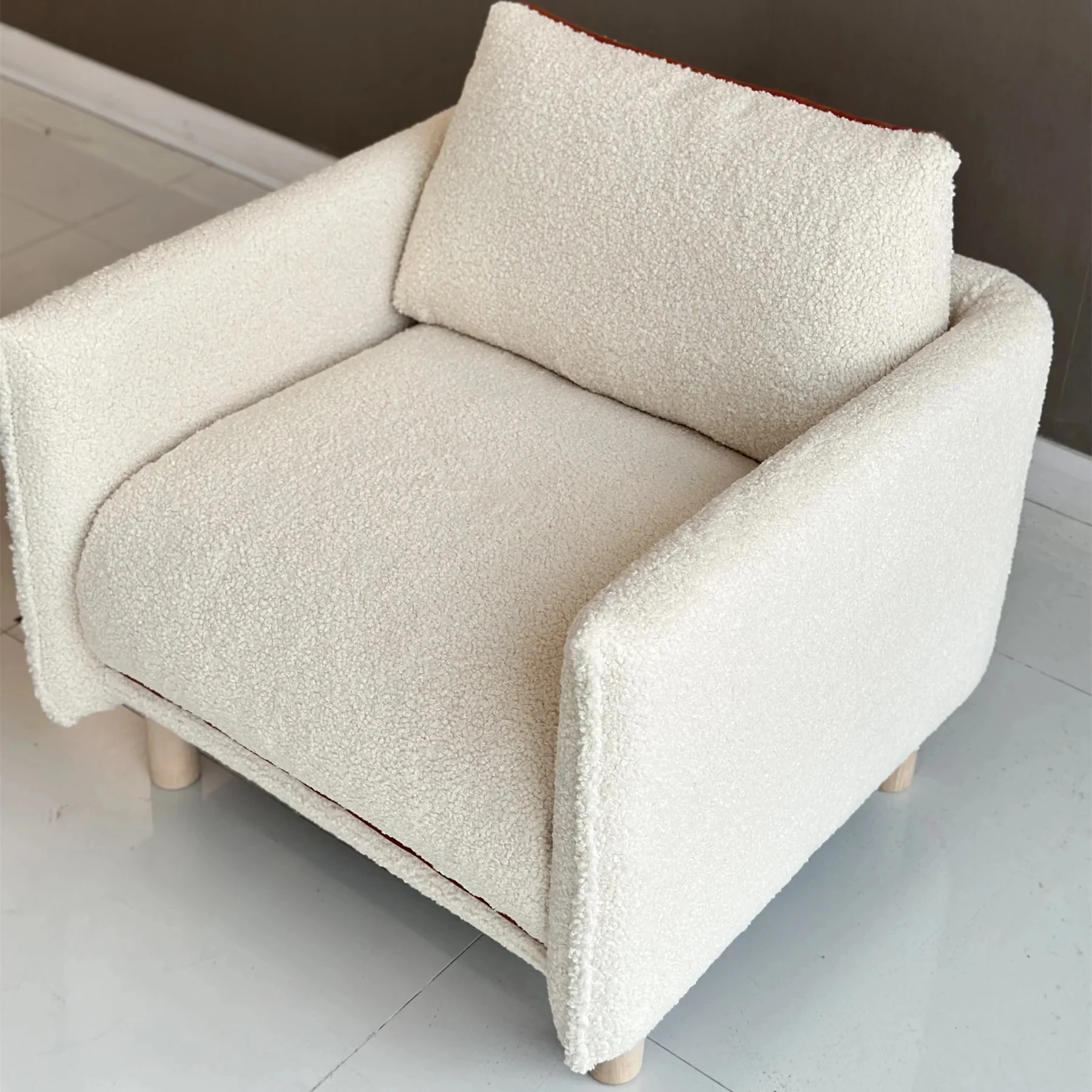White color armchair softer felling with feather