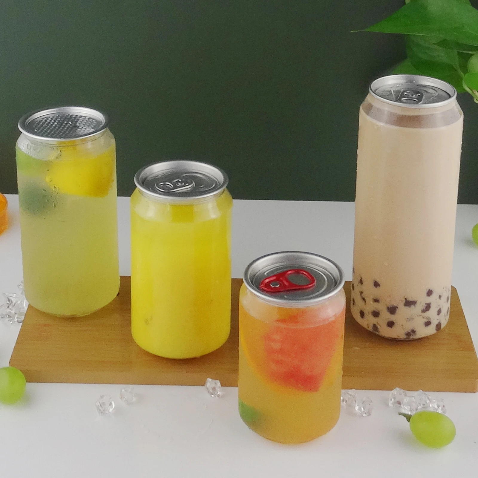 Custom Logo Plastic Pet Can Beverage Bottle Transparent Pet Pop Can for Soft Drink Juice Soda milk Coffee Bottle Easy Open