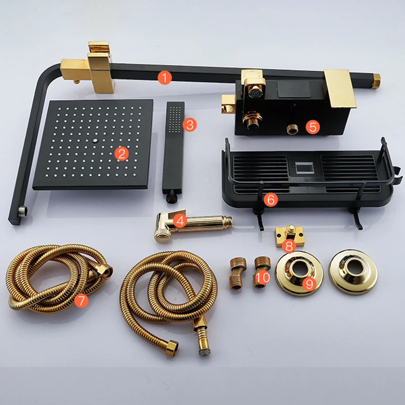 Thermostatic Bath Shower Mixer Set Bathroom Rainfall Shower Quality Brass Bathtub Faucets Head White Shower set System