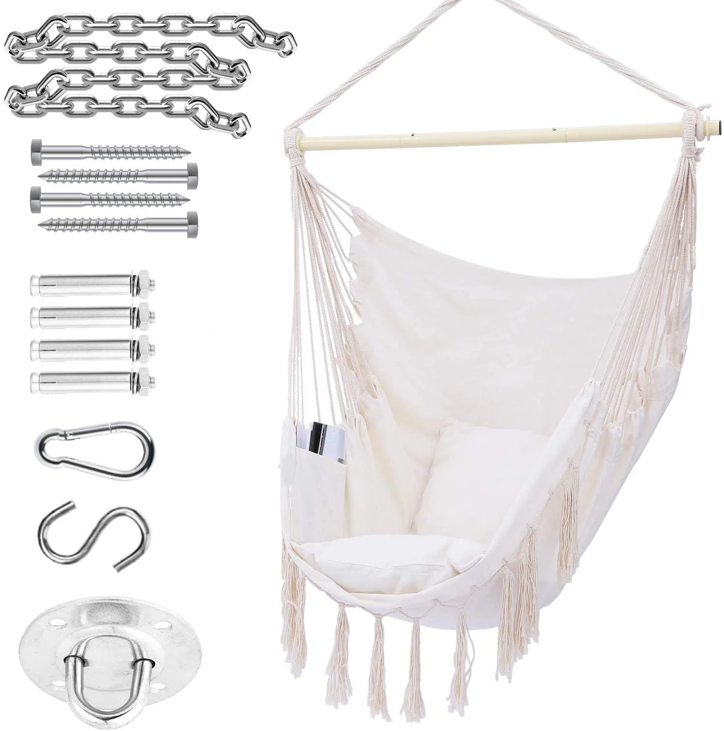 Садовый хлопчатобумажный тканевый комфортный повседневный подвесной стул для парка спальни балкона использование макраме патио качели