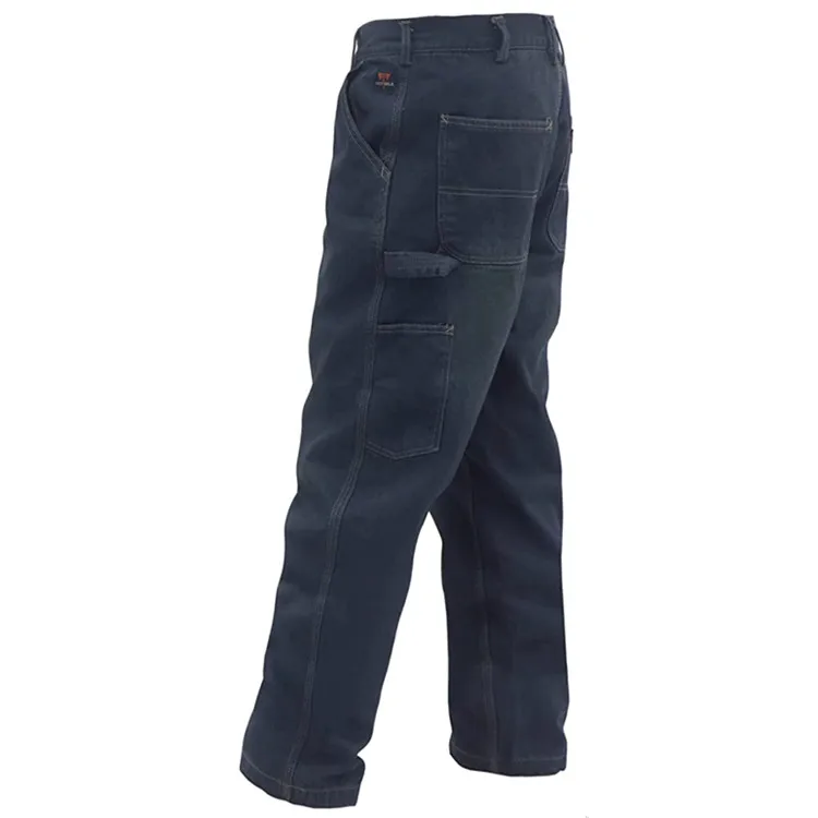 Cotton 11.5OZ fire retardant bottom pants NFPA 2112 FRC CAT2 arc flash safety dark blue denim trousers flame resistant jeans