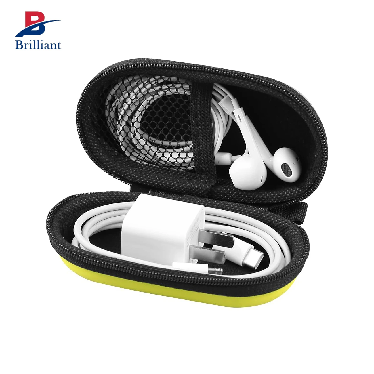 Brilliant Customized Protective EVA Earphone Carrying Bag Small Zipper Pouch for AirPods EarPods Daily USB Cable Storage Case