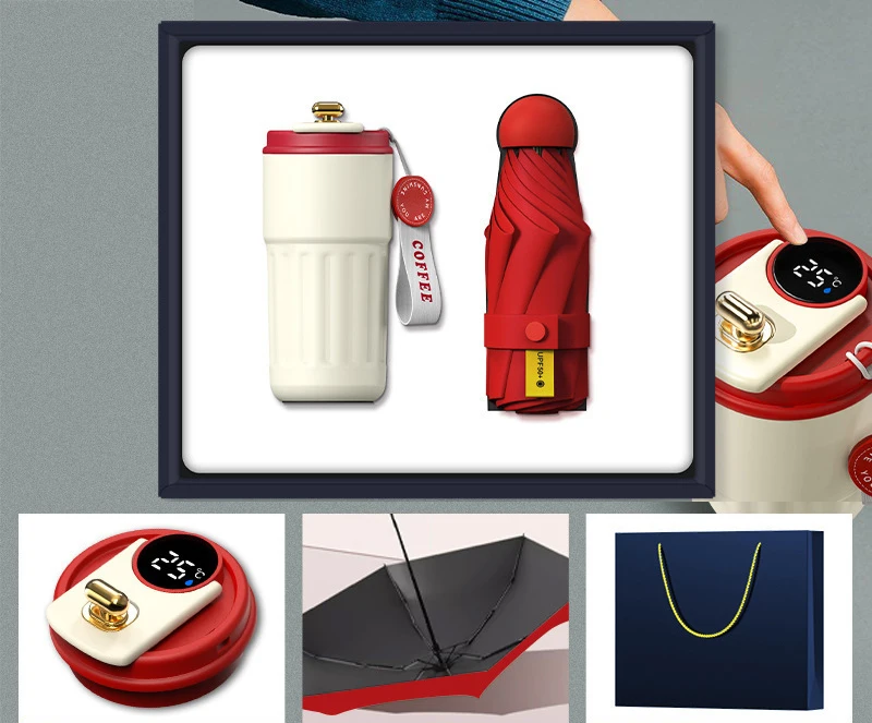 Vintage Flower Style Thermos Cup + Ceramic Mug Gift Box for Customers Corporate Gift Set Unique Gifts