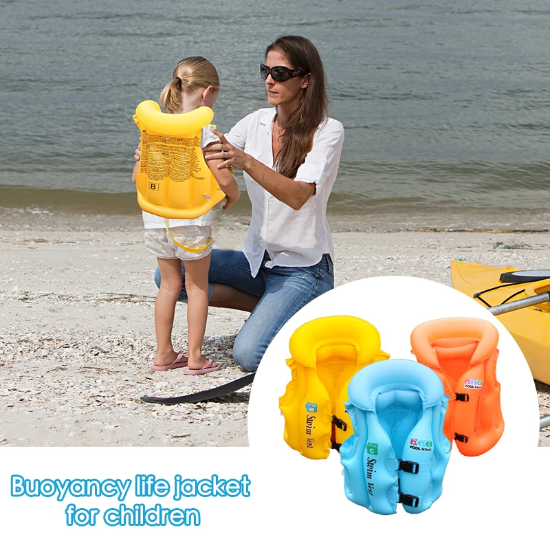 New Inflatable Swim Jacket Float Vest Swimsuit For Kids 44 Ib Children Head Protection Buoyancy Life Vest