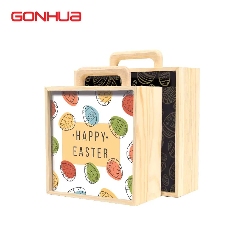 GONHUA S-Size 3-day shipping festival chocolate gift boxes packaging for easter small wood box wooden box for shipping