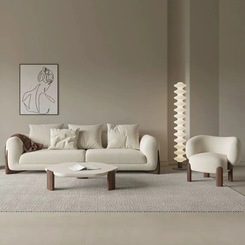 New Popular Designer Style Customization Dolaite sofa Shearling Sherpa Couch Luxury White Berber Fleece 3/2/1 Living Room Sofa