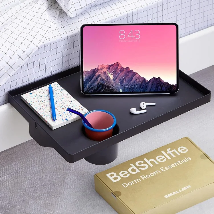 High Quality Detachable Non Punching Bed Tail Storage Board Bedside Plastic Shelf For Bed