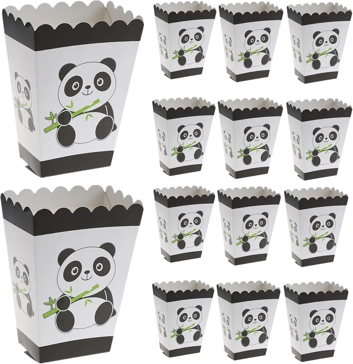 6 Pcs Panda Popcorn Paper Storage Boxes Popcorn Treat Boxes for Popcorn French Fries Candies Snack Goodies Party