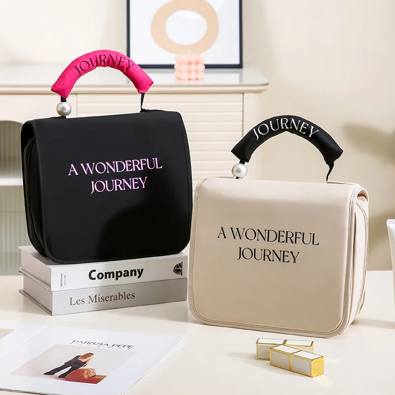 Cross-Border Travel Toiletries Cosmetics Storage Bag Hanging Dry Wet Separation Plastic Color-Coded Classification Separation