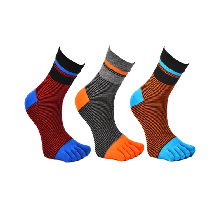 Five Fingers Socks Compression Toe Striped Socks 5 Finger Socks
