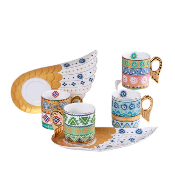 Coffee Mug with Dessert Plate Ceramics Western Food Plates Porcelain Tableware Mugs with Biscuit Holder