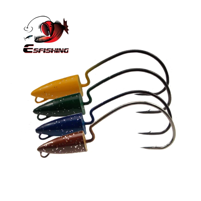 ESFISHING оптовая продажа, тройные Крючки, сильная краска, джиг-головки, рыболовный крючок, большой 24 г, 21 г, 14 г, 10 г, 6 г, Смещенный крючок