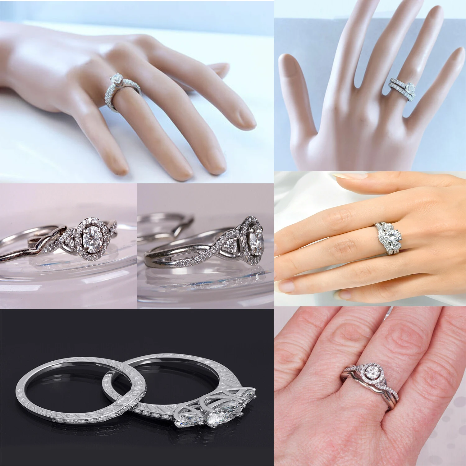 Love Heart Crown Couple Hug Gold 18K Promise For Set Adjustable 925 Sterling Silver Wedding Engagement Diamond Moissanite  Ring