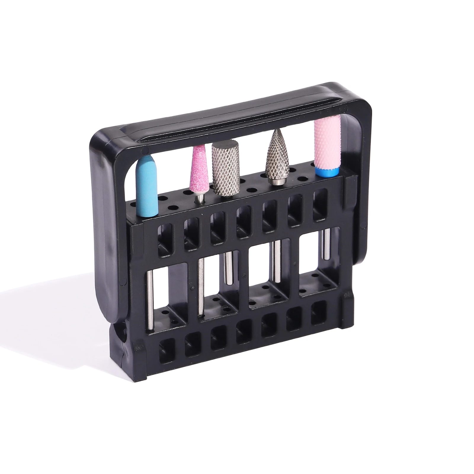 16 Holes Manicure Sanding Head Display Rack Grinding Head Rack Storage Box Fold Portable Manicure Tools Polish Head Table Holder
