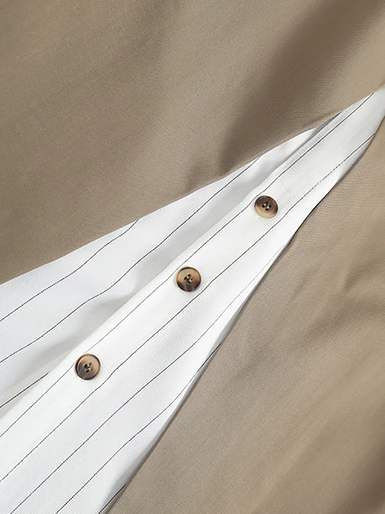 rock and street style stylish loose two piece jacket khaki Splicing cuff and hem causal women suit jacket irregular