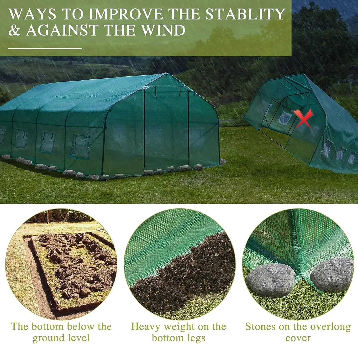 Large Outdoor Greenhouse 20x10x7 ft Walk in Garden Greenhouse Tunnel