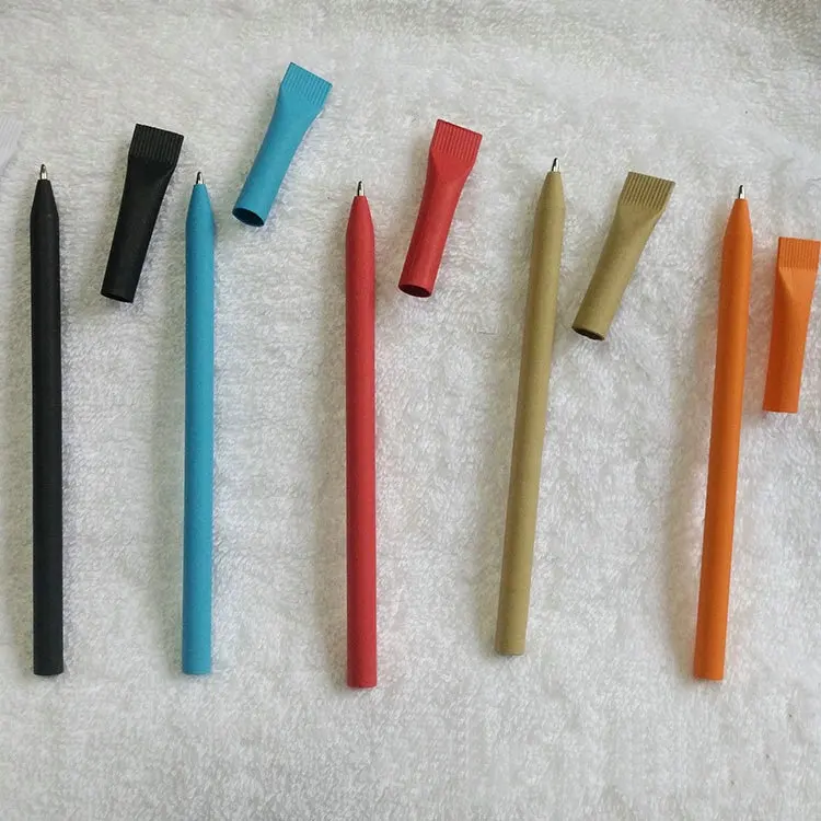 Экологичные канцелярские товары для школы и офиса, биоразлагаемая переработанная ручка, рулонная ручка из крафт-бумаги разных цветов с логотипом таможни