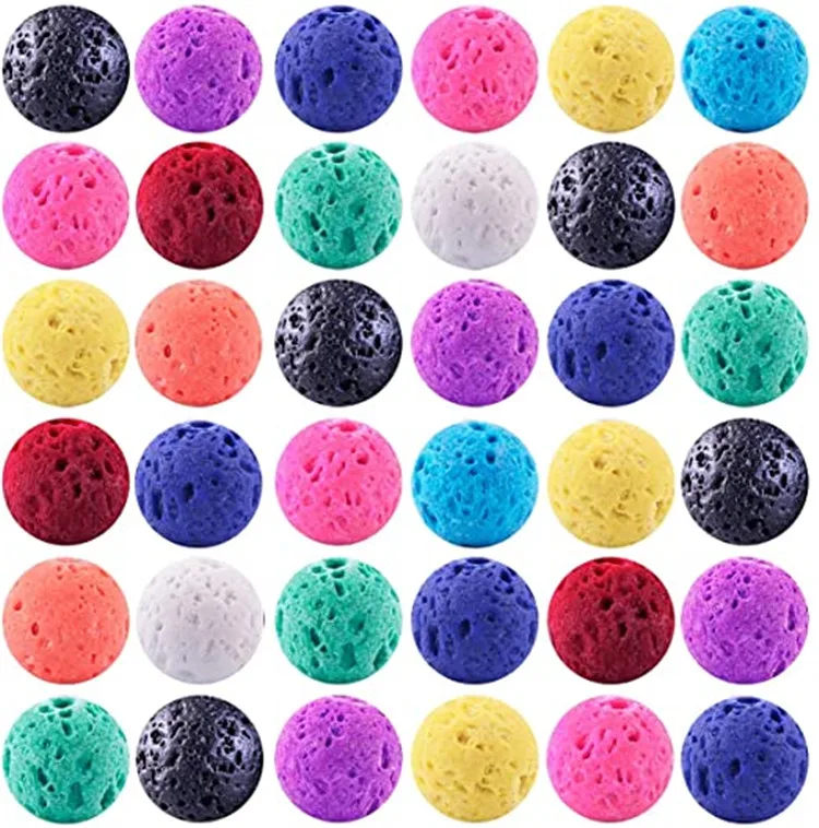 Color Lava Stone Beads Mixed Box Kit 200pcs 8mm Round Loose Chakra Rock Beads for Bracelet Necklace Jewelry Making