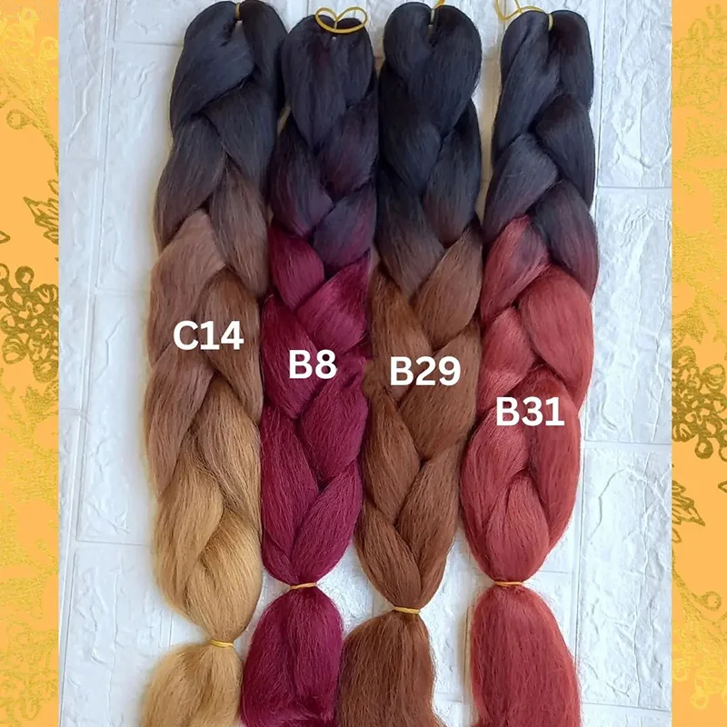 Jumbo Braids Attachments Hair Extension Braids For African Yaki Ombre High Temperature Synthetic Braiding Hair