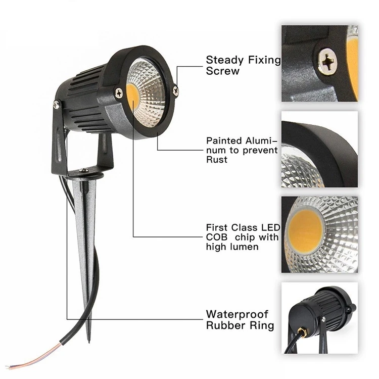 Современные уличные садовые штырьки 12 в 110 В 220 В Дворовые украшения водонепроницаемые IP68 стойка-Спайк COB точечные светодиодные садовые светильники