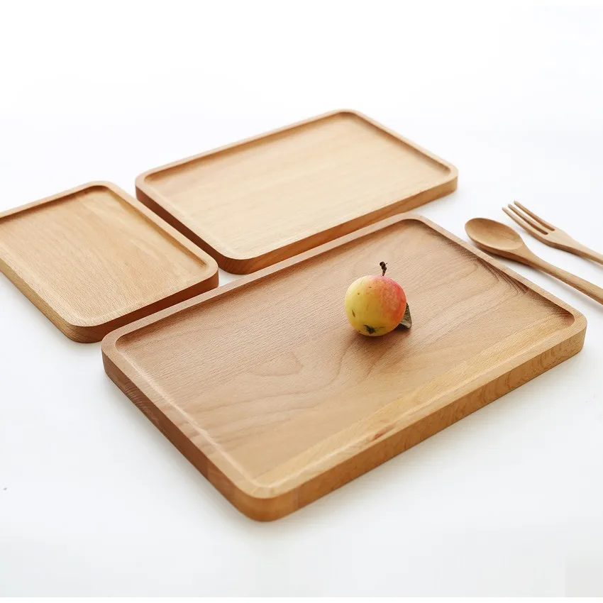 Multi-sizes Round Wooden Tableware Tray Tea Set Tray Decorate Pizza Tray Plate Round Wood Tableware bowl