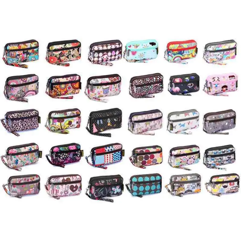 2022 Multi-function custom printed makeup bag fashion nylon smallest wallet ladies cosmetic bags
