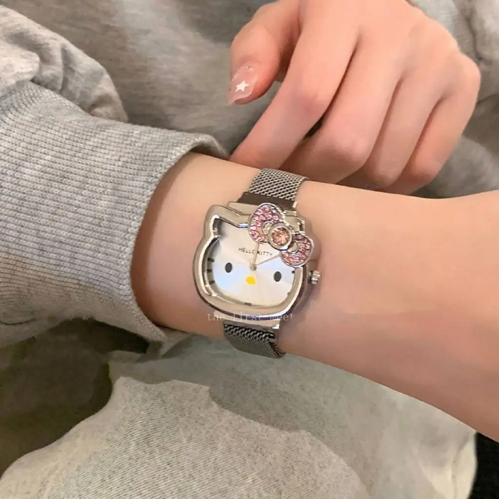 Fashion Cartoon Hello kitty Children Watch Quartz Bracelet Watches Magnet Buckle Strap Kid Wristwatch Girl Gift