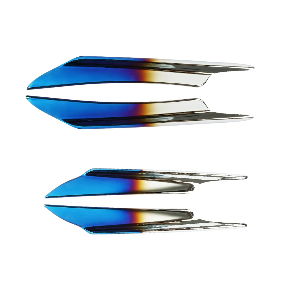 Burnt blue finish  Front Bumper Lip Splitters Stamping Fins Spoiler Bumper Shark Fin Wind Blade Spoiler Antenna