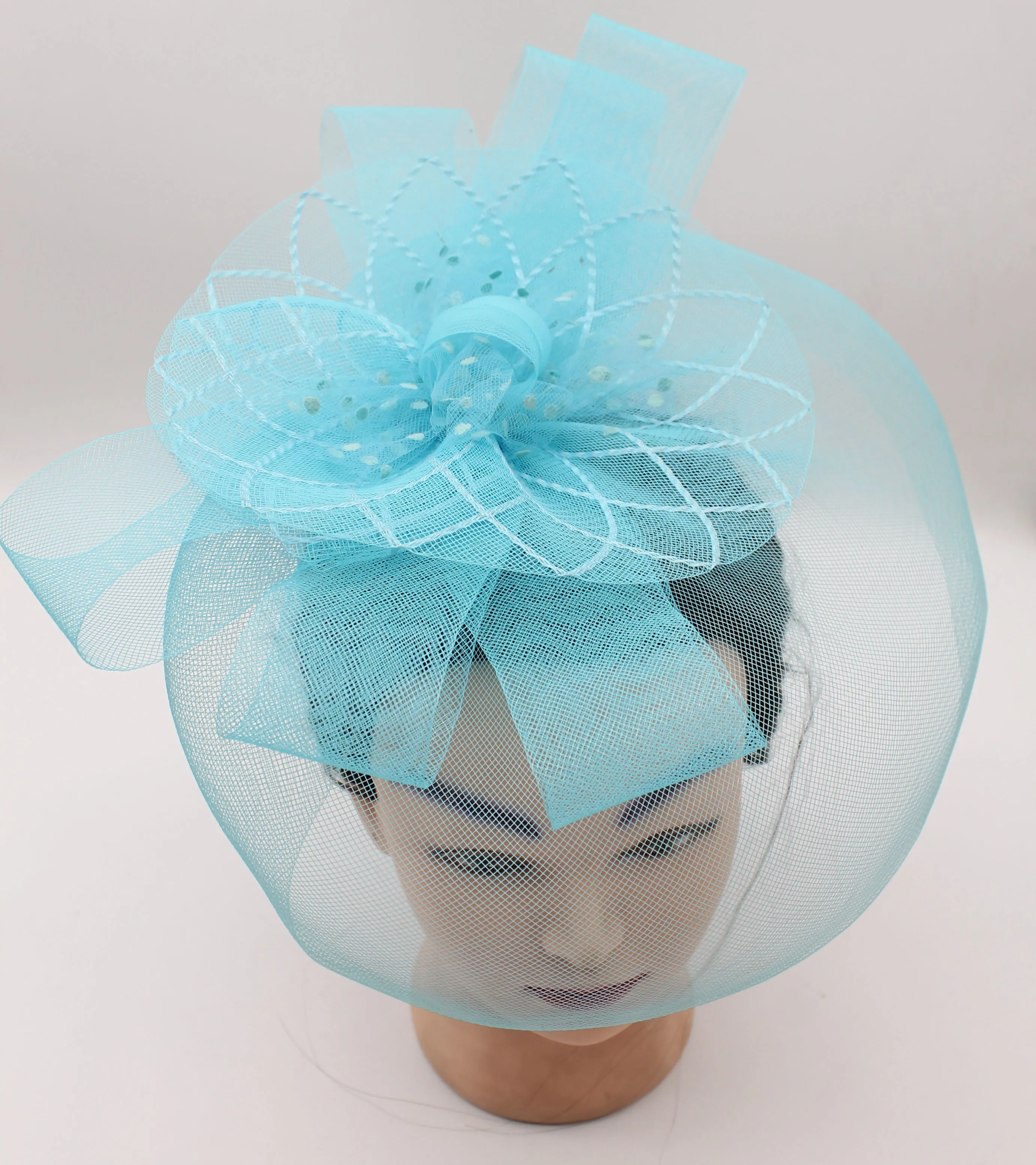 
Blue Fashion style Wedding Party Mesh Headband Hairwear Fascinator pillbox hat for women 