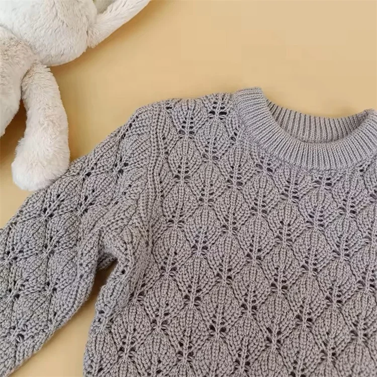 High Quality Cotton Chunky Knit Baby Sweaters Winter Pullover for Girls and Boys Solid Color Knitted Clothing Set