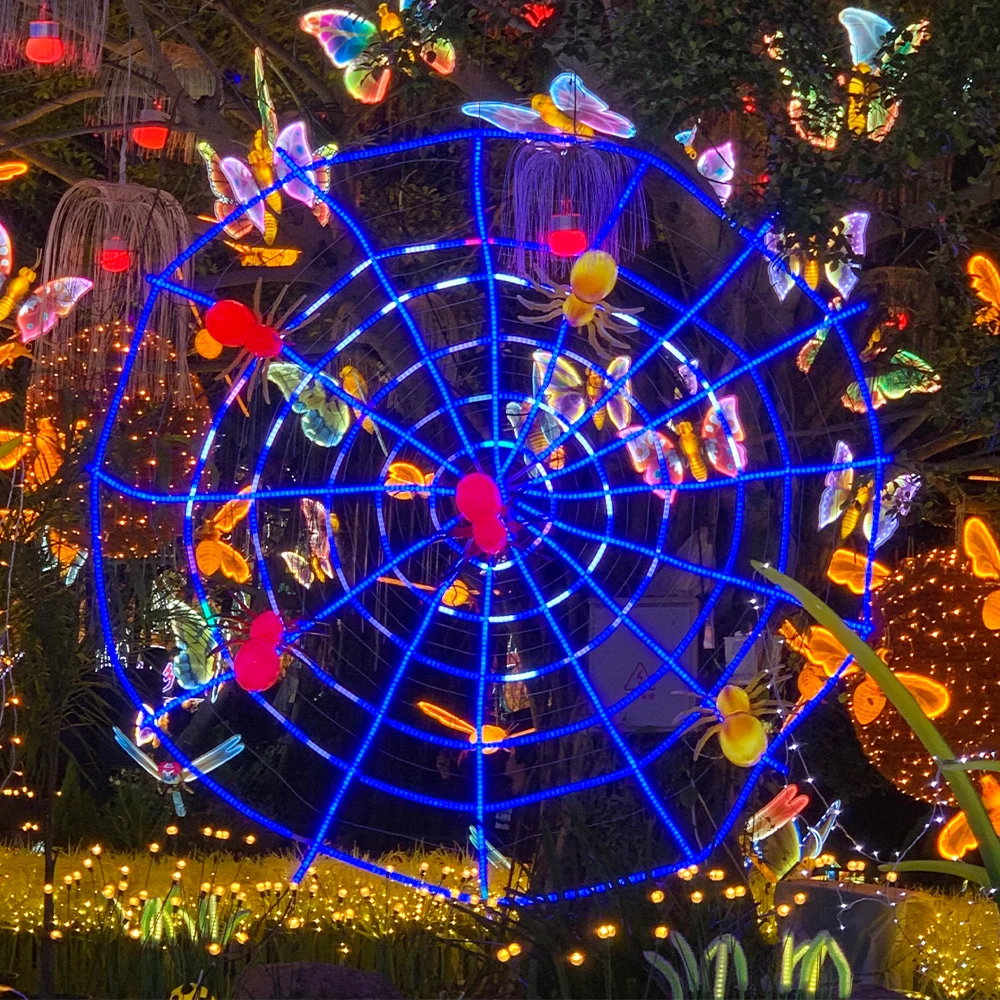 Personalised Large Outdoor LED Neon Cobwebs Halloween Horror Decorative Lighting Spider Web Déguisement Lamps