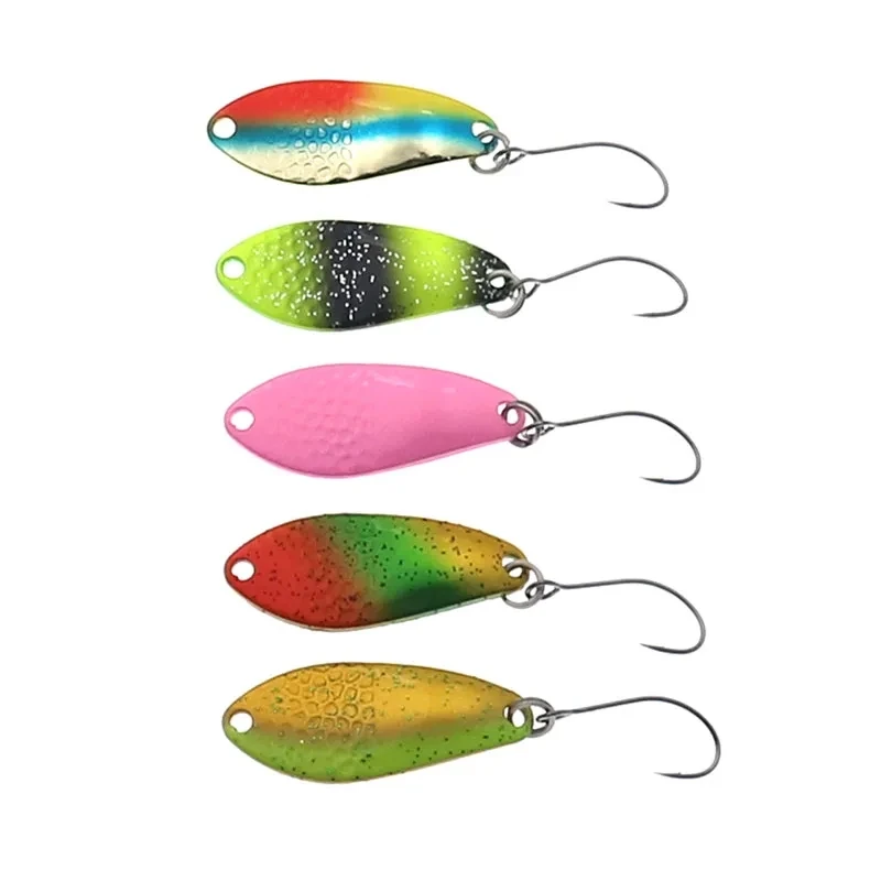 Fishing Lure 2.5g 30mm Mini Metal Spoon Area Trout Colorful Brass Copper Bait Freshwater Stream Tackle for Chub Perch Salmon