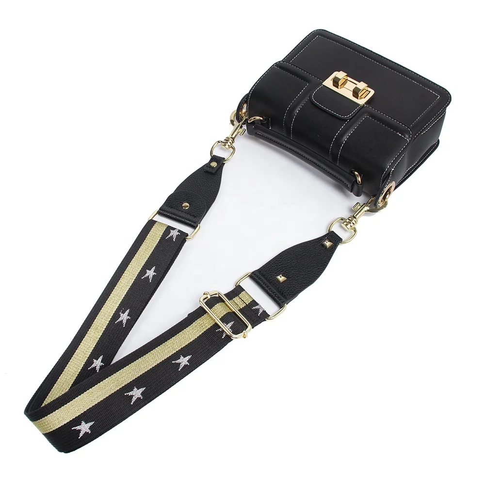 2021 Replacement Wide Glitter Star Handbag Strap 55 Colors Adjustable Webbing Bag Strap