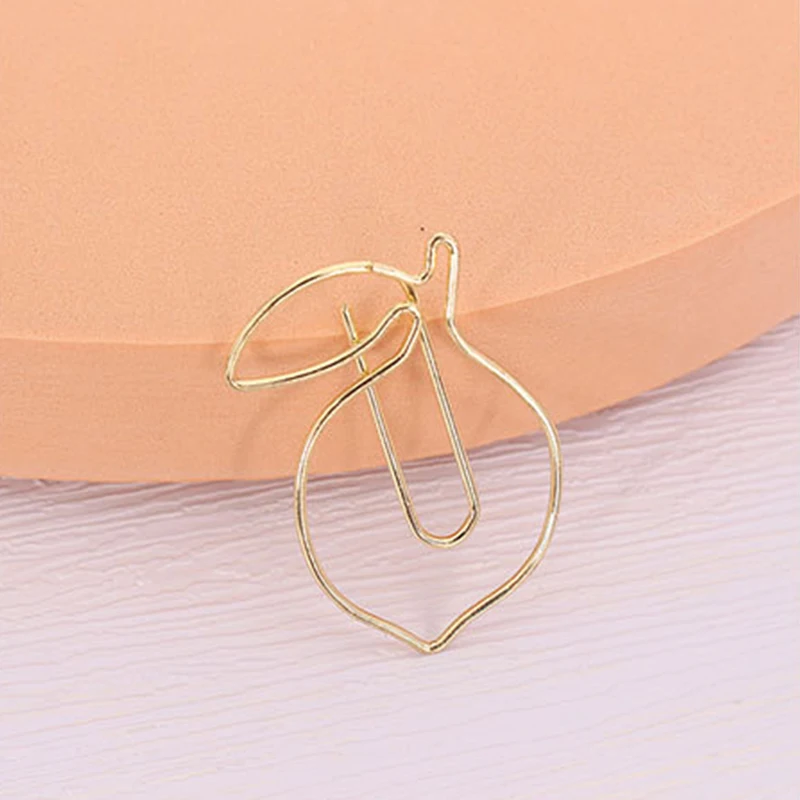 Customized Gold Plated Lemon Fruit Cool Paper Clips Kawaii Stationery Kawaii Accessories Bookmark Office Clip Paperclips