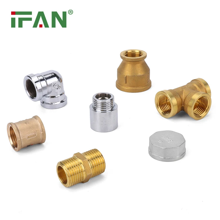 IFAN Brass Pipe Fitting Equal Reduce Nipple Elbow Tee Bushing 1/2' CW617 58-3 Brass Threaded Fittings