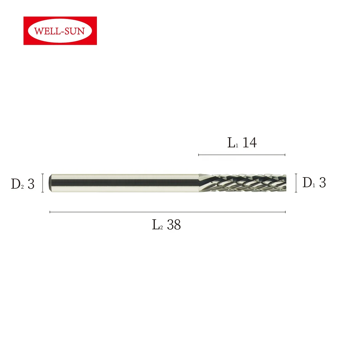A-03-300183 Factory Cylindrical Without End Cut Tungsten Rotary Carbide Burr 3mm shank Removing Metal Working Bur