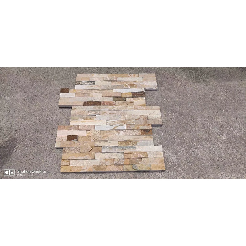 Натуральный камень в полоску для украшения наружной стены желтый цвет