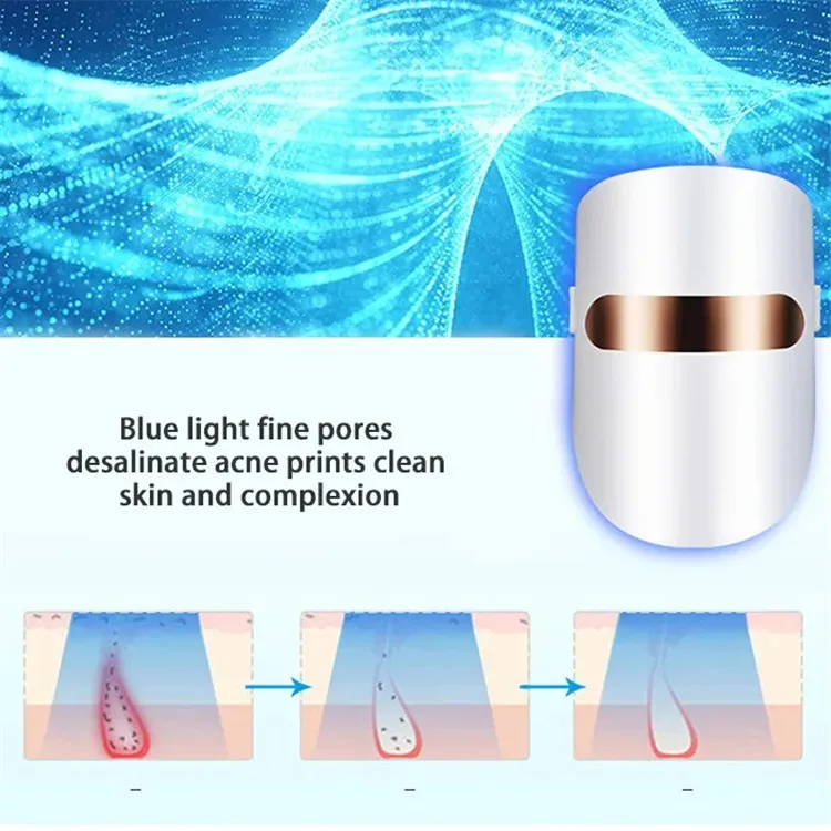 Skin Face Care Tool Wireless LED Face Mask  Whitening Portable USB Rechargeable LED 3 Color Facial Mask