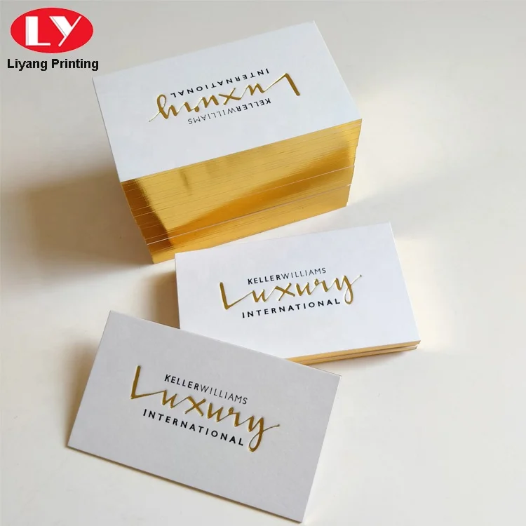 Custom Gold Foil Edge Border Cotton Thick Cardboard Paper Letterpress Business Card with Logo Printing