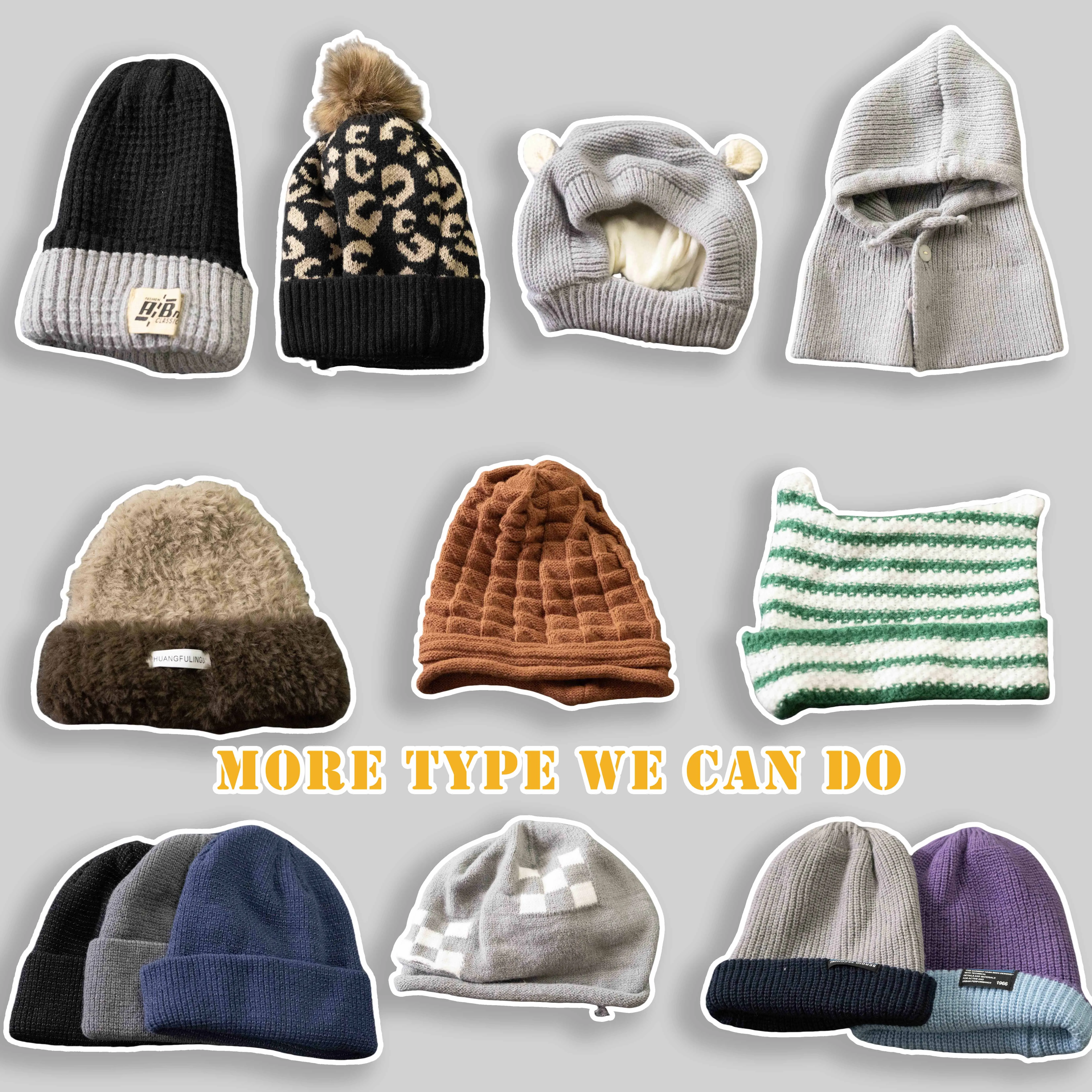 OEM Custom Design Cute Character Pattern Knitted Polyester Cotton Winter Hat with Ears Warm Beanie for outside Use