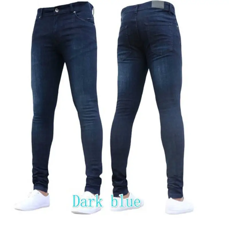 RTS cheap stock tight leg jeans Skinny Biker Jeans Taped Slim Fit Denim Pants motorcycles wrinkles pants Knee Hole Jeans