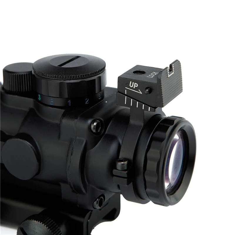 Tactical 4x32 Prism fiber optic sights Red Green Blue Triple Illuminated  Hunting   Optical Sight Scope