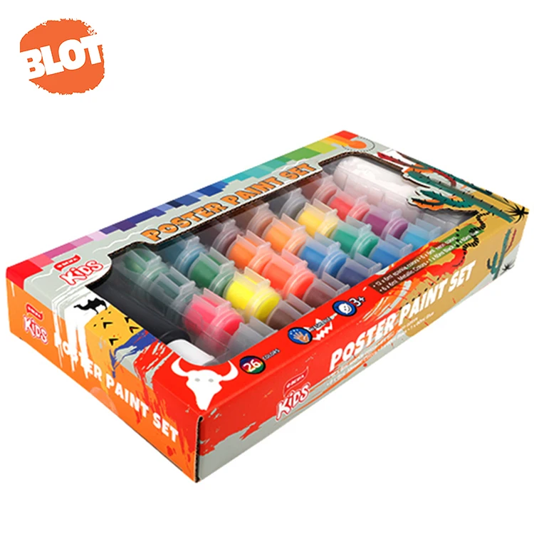 BLOT BRPT800006 26 Colors Mini Tube Packing Washable Fluorescent Poster Color Paint Set For Kids Adults