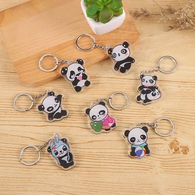 Double-sided transparent pattern cartoon anime character acrylic panda keychain