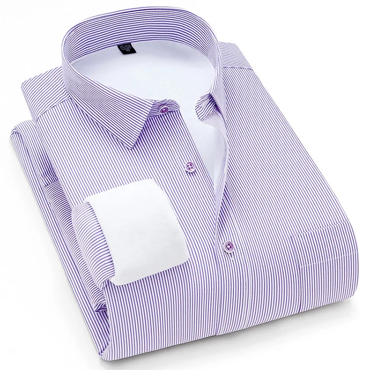 Cotton Business Casual Dress Shirt Men Winter Long Sleeve Warm Thick Shirts
