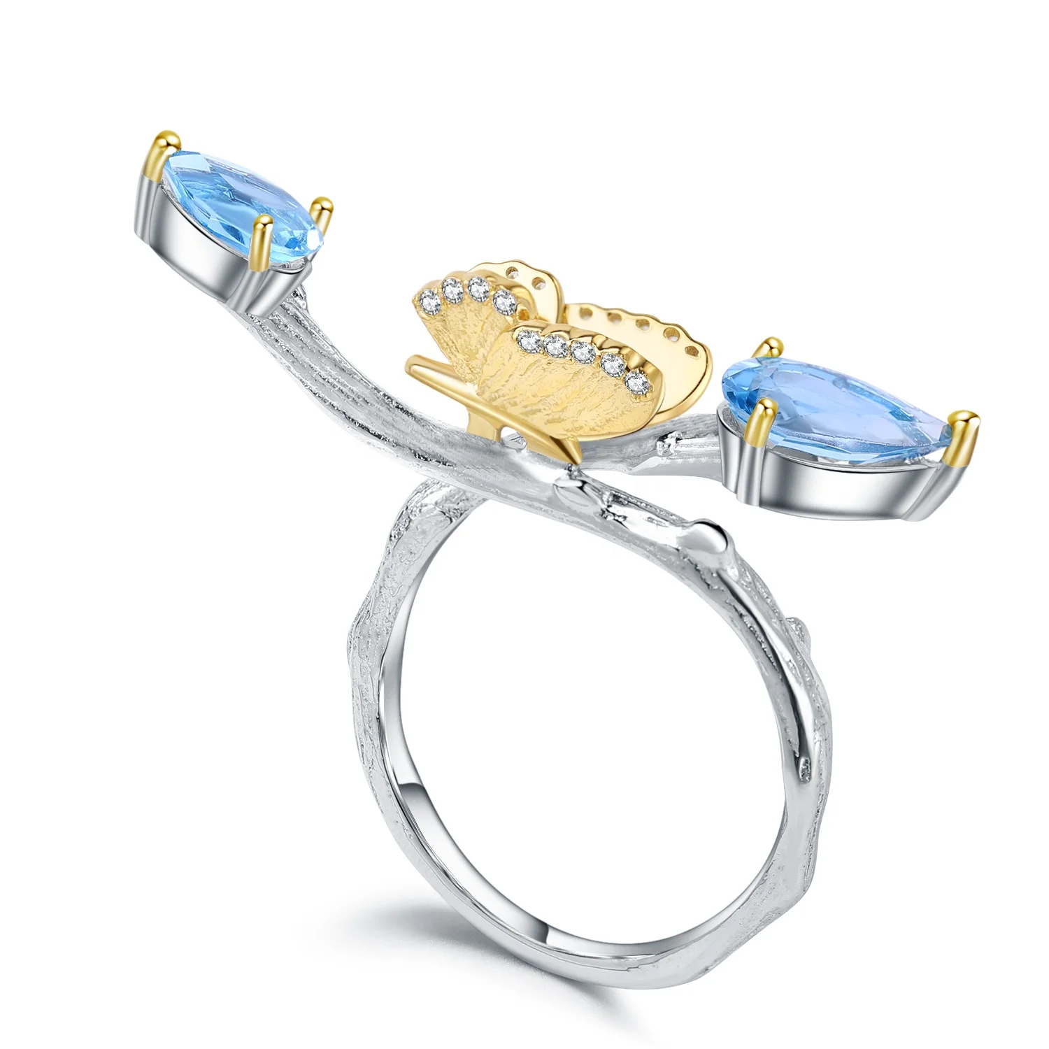 Butterfly shape 925 silver diamond sapphire