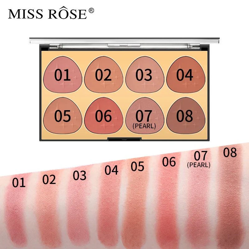 Miss Rose Новинка золотые ювелирные Типсы Румяна Основа осветляющая матовая 8 цветов пластина