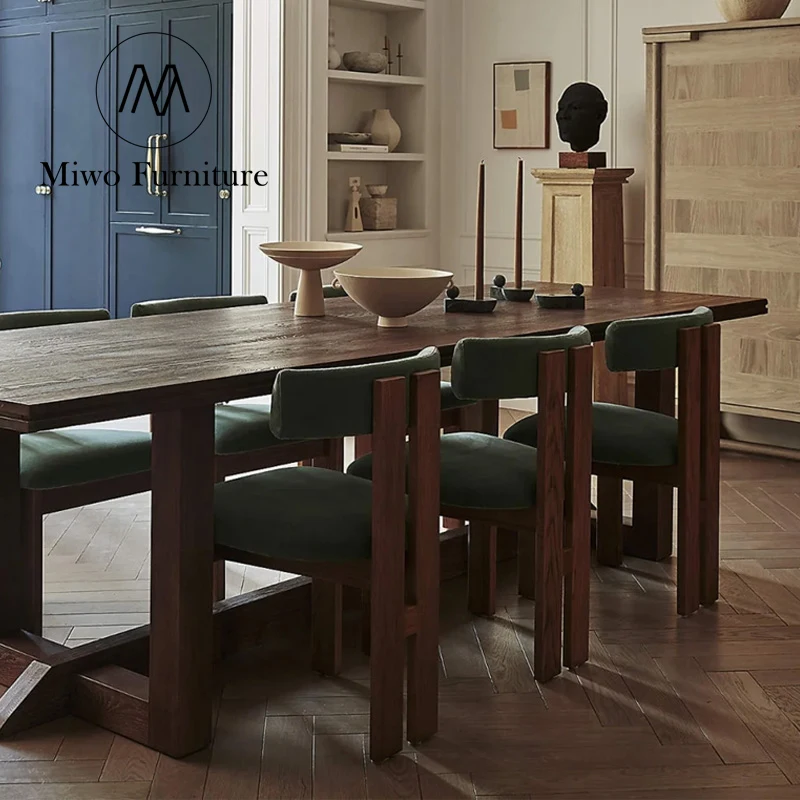 Furniture Nordic Restaurant Furniture Cafe Velvet Upholstered Dining Chairs Wood Solid Frame Coffee Shop Hotel Wedding Modern