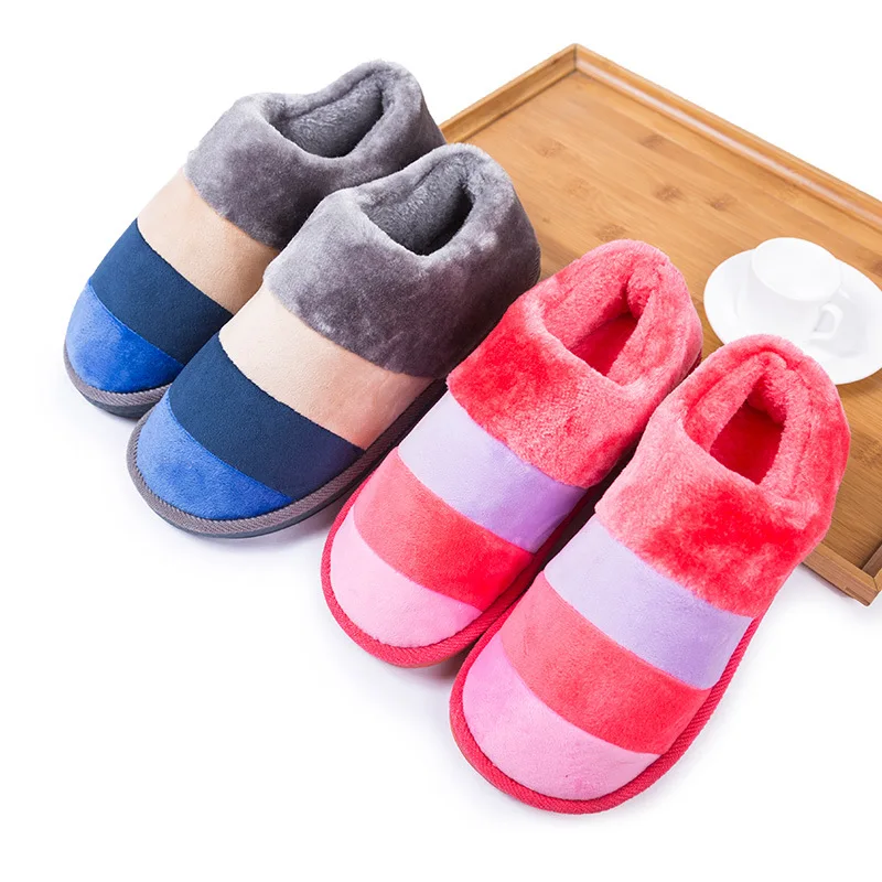 2022 winter indoor home bedroom cotton slippers for men and women thick-soled non-slip furry fluffy ladies slippers