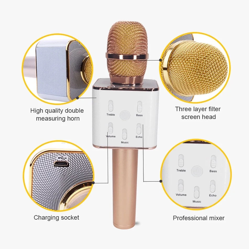 
Factory Stock Q7 Q9 WS858 WS1816 Q5 H8 LED Light Mini Portable Bluetooths Wireless karaoke Microphone Speaker for Teacher 